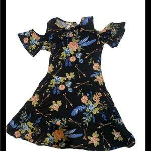 Vibrant Orange and Pink Tiered Sundress with Asymmetrical Neckline